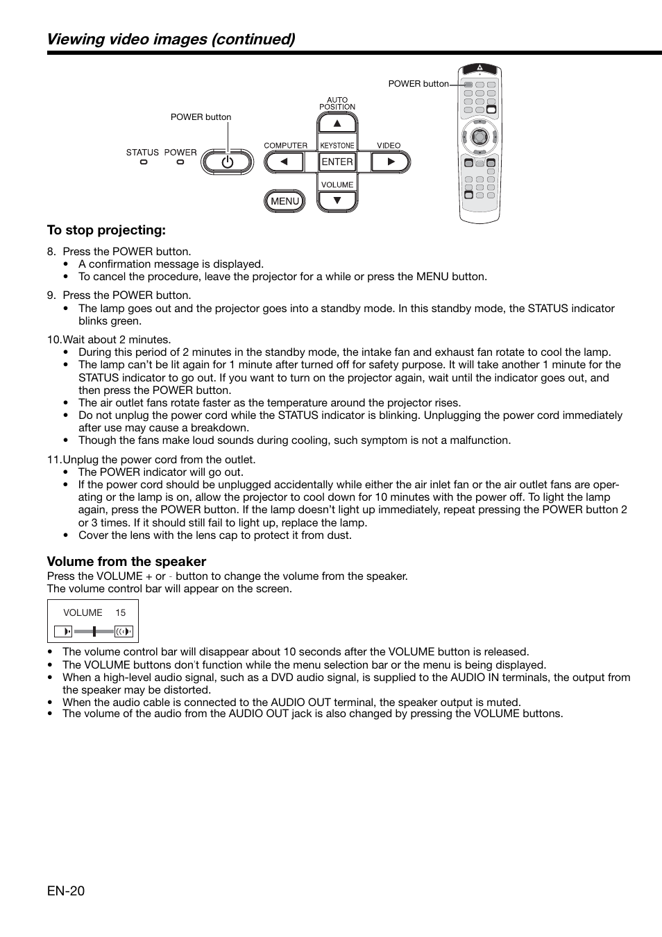 Viewing video images (continued) | MITSUBISHI ELECTRIC XL650U User Manual | Page 20 / 45