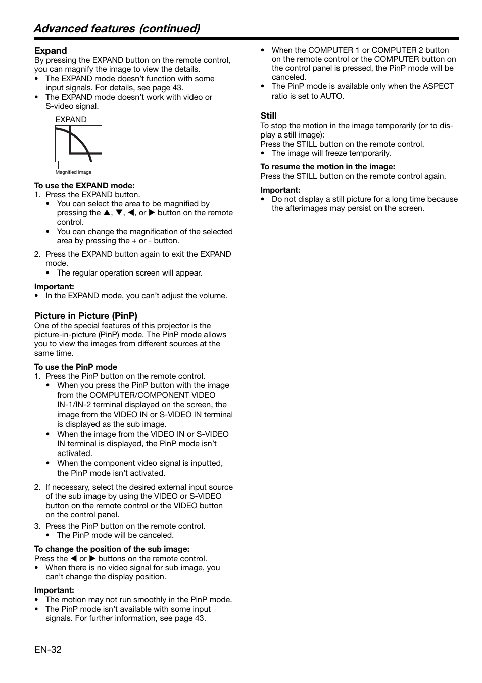 Advanced features (continued), En-32 | MITSUBISHI ELECTRIC XL650U User Manual | Page 32 / 45