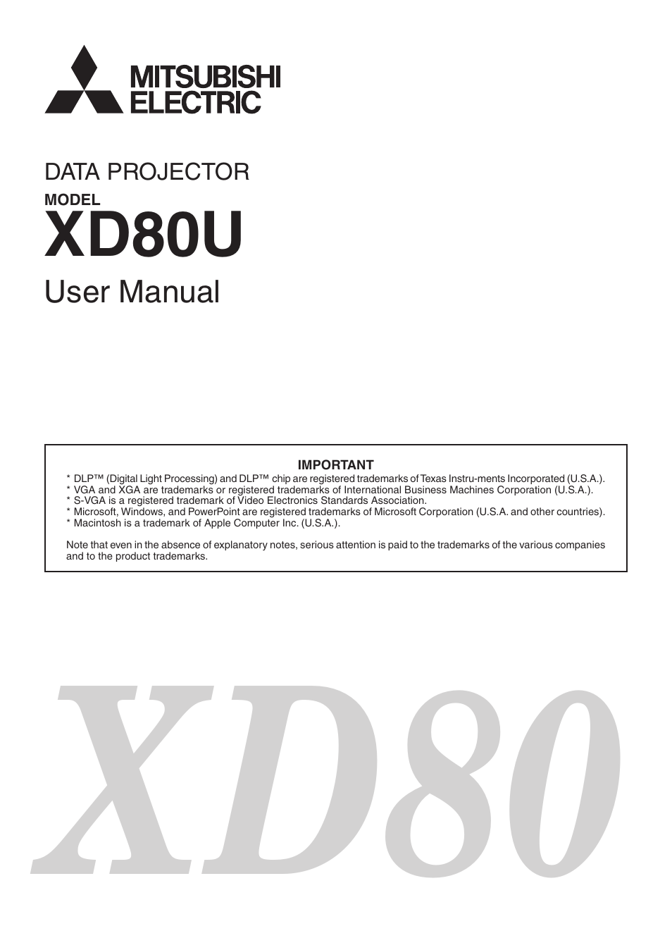 MITSUBISHI ELECTRIC XD80U User Manual | 64 pages