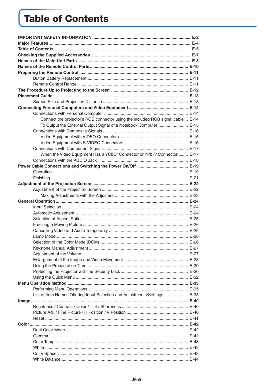 MITSUBISHI ELECTRIC XD80U User Manual | Page 6 / 64