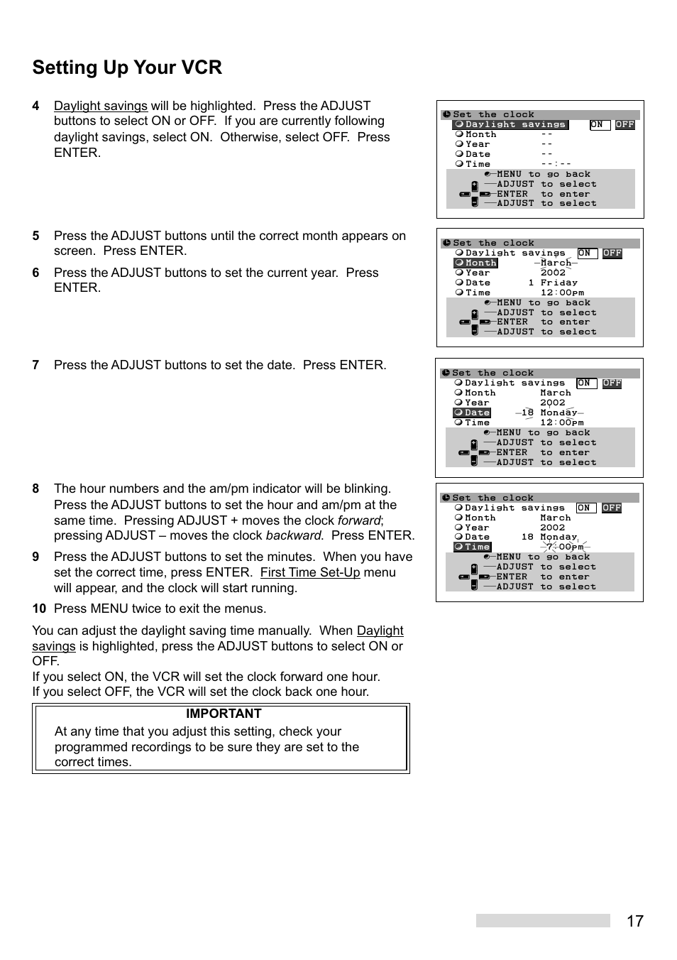 Setting up your vcr | MITSUBISHI ELECTRIC HS-U748 User Manual | Page 19 / 60