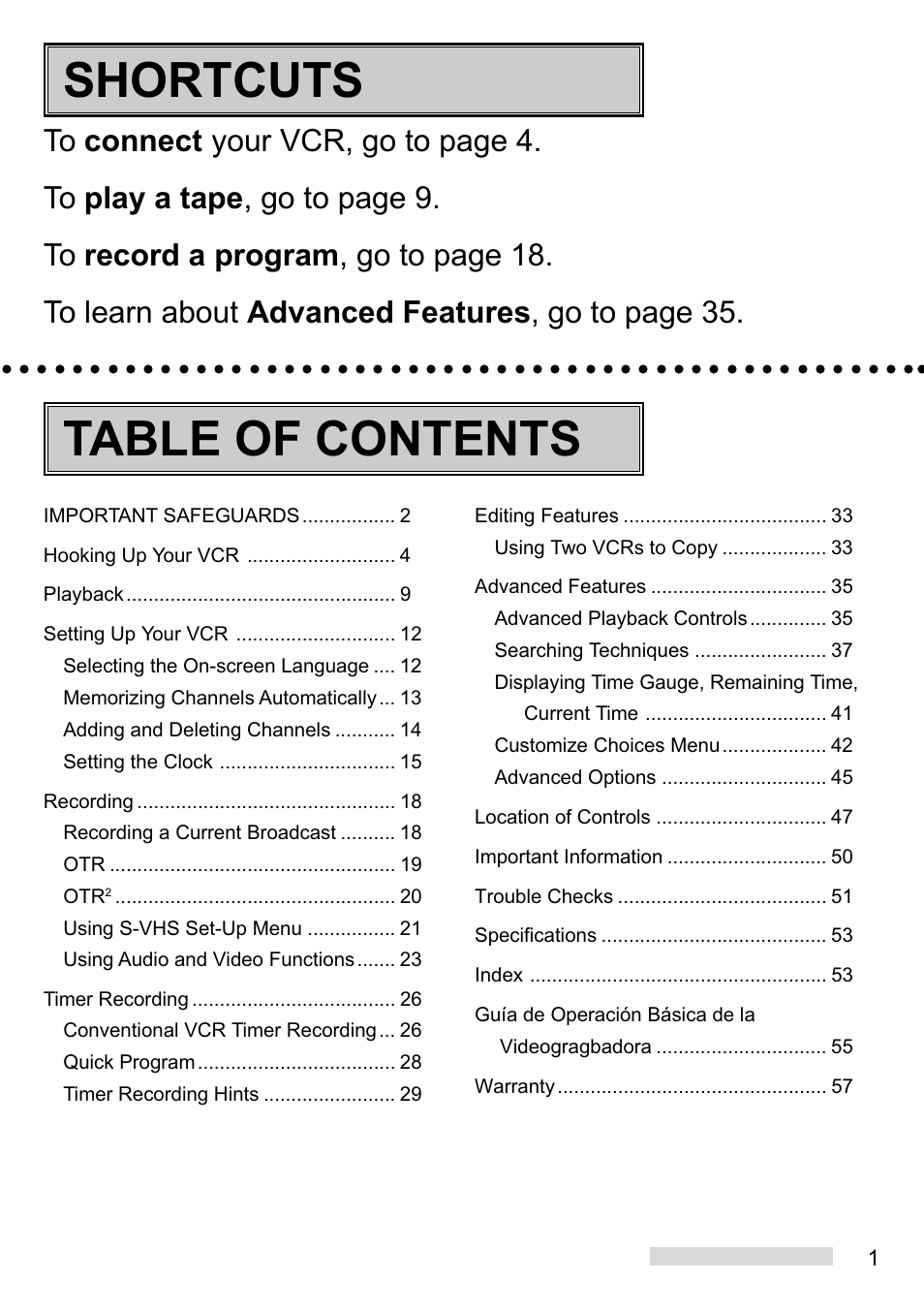 Table of contents shortcuts | MITSUBISHI ELECTRIC HS-U748 User Manual | Page 3 / 60