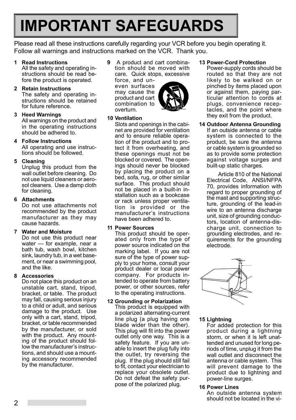 Important safeguards | MITSUBISHI ELECTRIC HS-U748 User Manual | Page 4 / 60