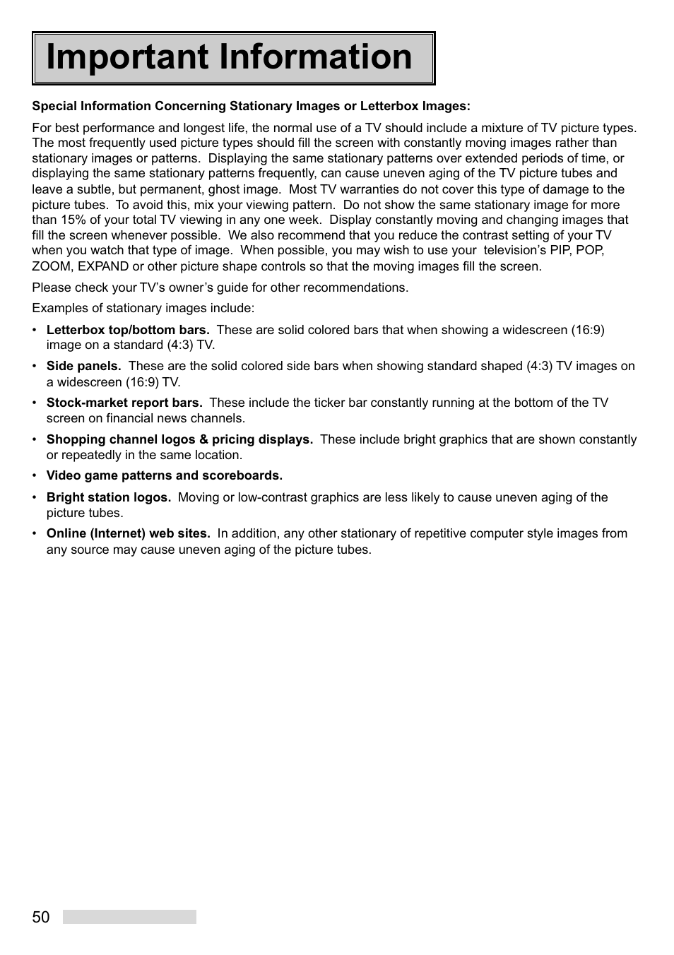 Important information | MITSUBISHI ELECTRIC HS-U748 User Manual | Page 52 / 60