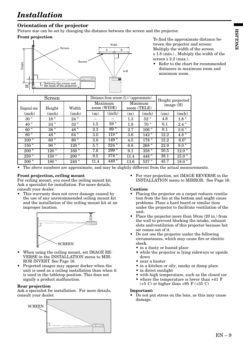 Installation | MITSUBISHI ELECTRIC XL1XU User Manual | Page 9 / 28