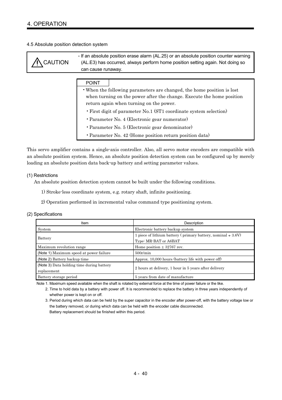 5 absolute position detection system, Operation, Caution | MITSUBISHI ELECTRIC MR-J2S- CP User Manual | Page 131 / 357