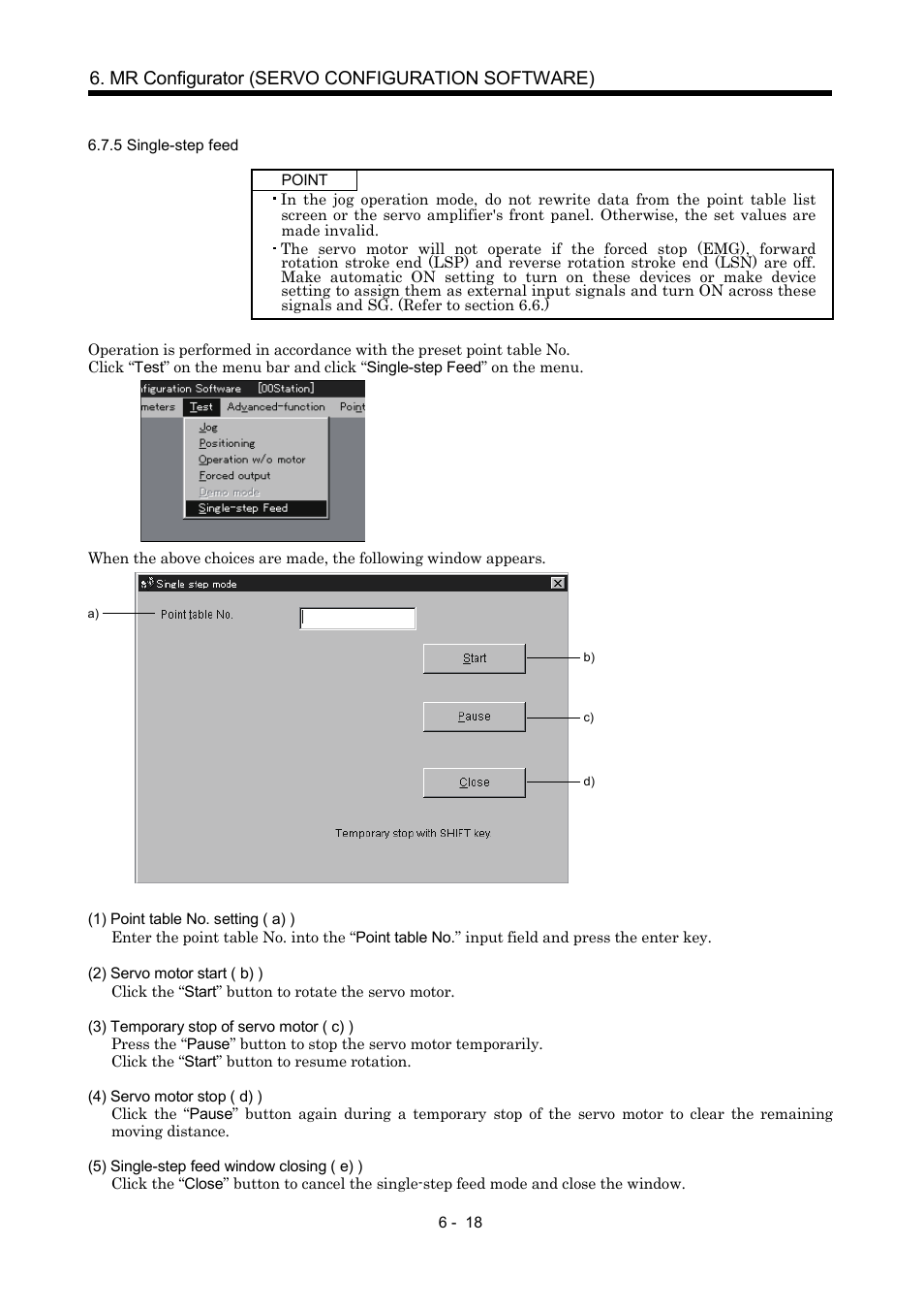 5 single-step feed, Mr configurator (servo configuration software) | MITSUBISHI ELECTRIC MR-J2S- CP User Manual | Page 179 / 357