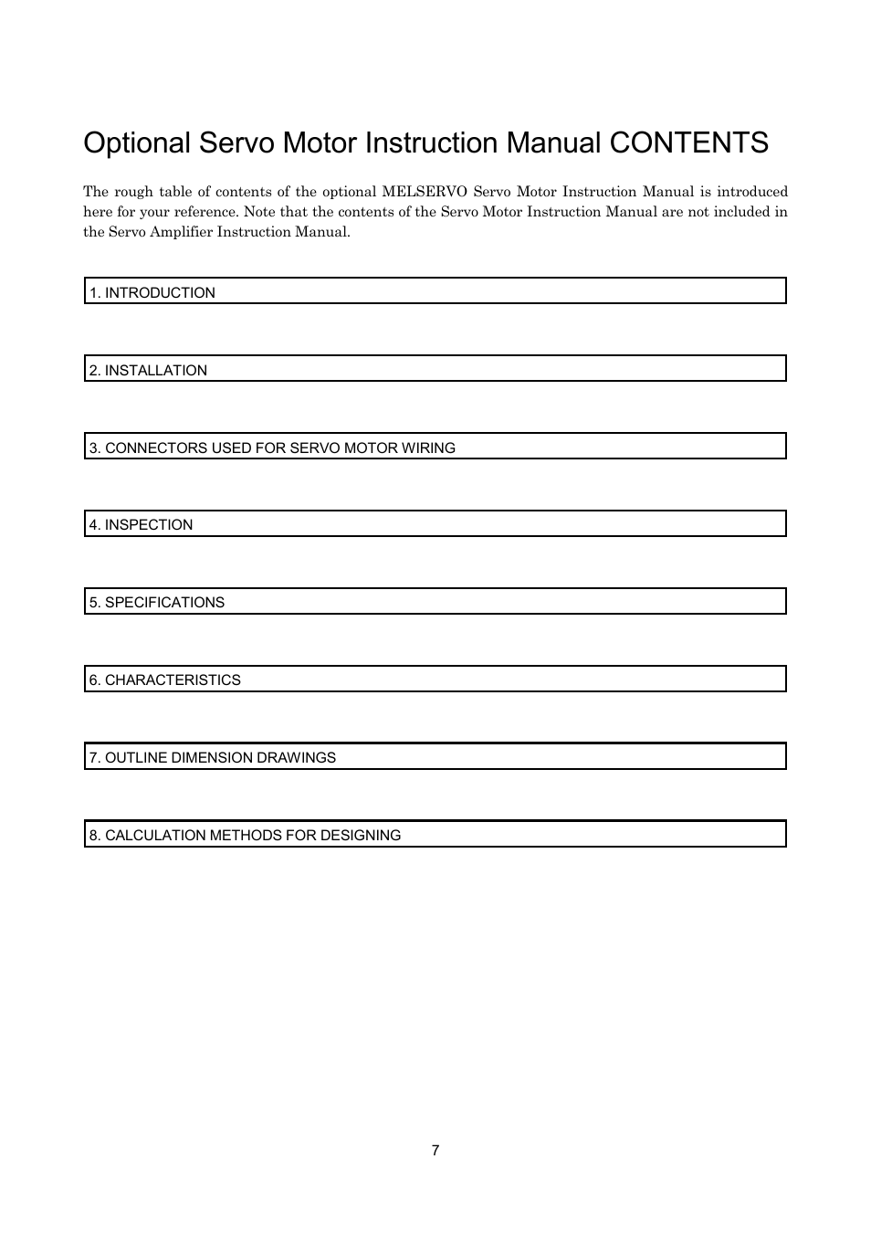 Optional servo motor instruction manual contents | MITSUBISHI ELECTRIC MR-J2S- CP User Manual | Page 18 / 357