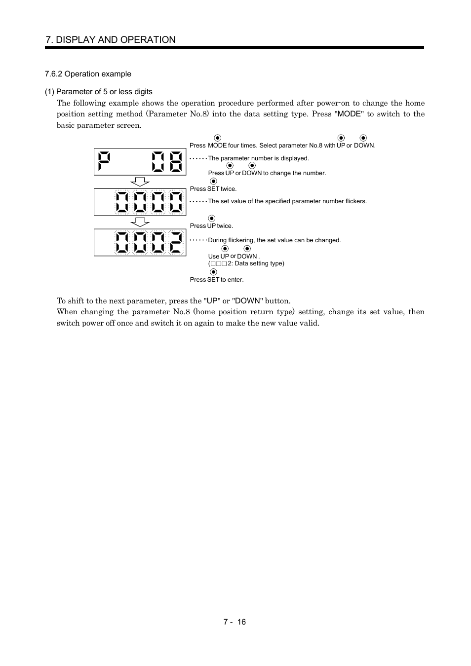 2 operation example, Display and operation | MITSUBISHI ELECTRIC MR-J2S- CP User Manual | Page 197 / 357