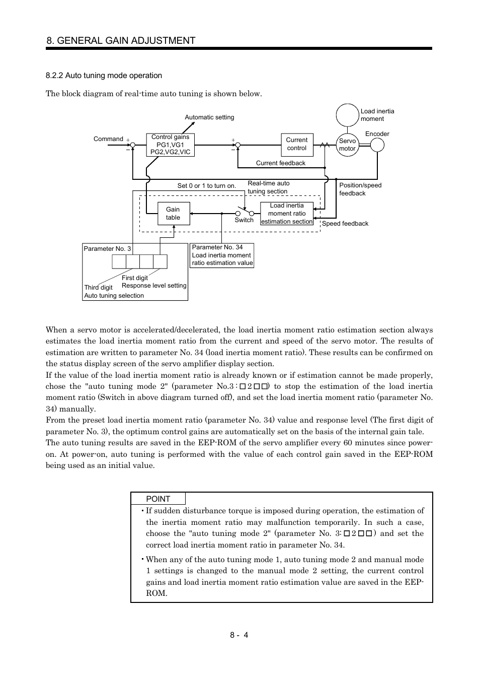 2 auto tuning mode operation, General gain adjustment | MITSUBISHI ELECTRIC MR-J2S- CP User Manual | Page 211 / 357