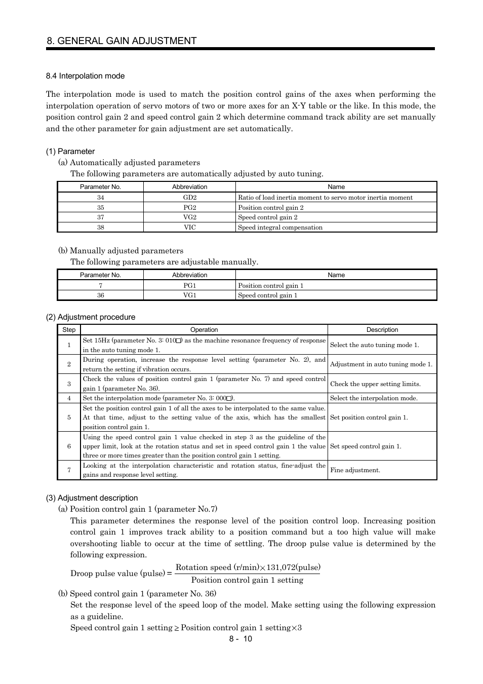 4 interpolation mode, General gain adjustment | MITSUBISHI ELECTRIC MR-J2S- CP User Manual | Page 217 / 357
