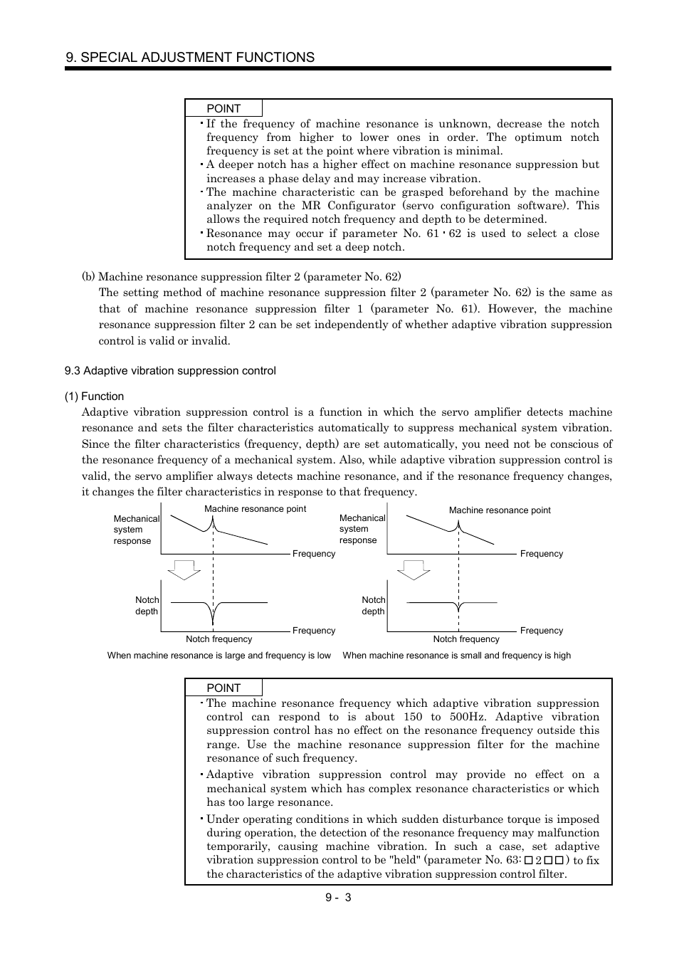 3 adaptive vibration suppression control, Special adjustment functions | MITSUBISHI ELECTRIC MR-J2S- CP User Manual | Page 222 / 357