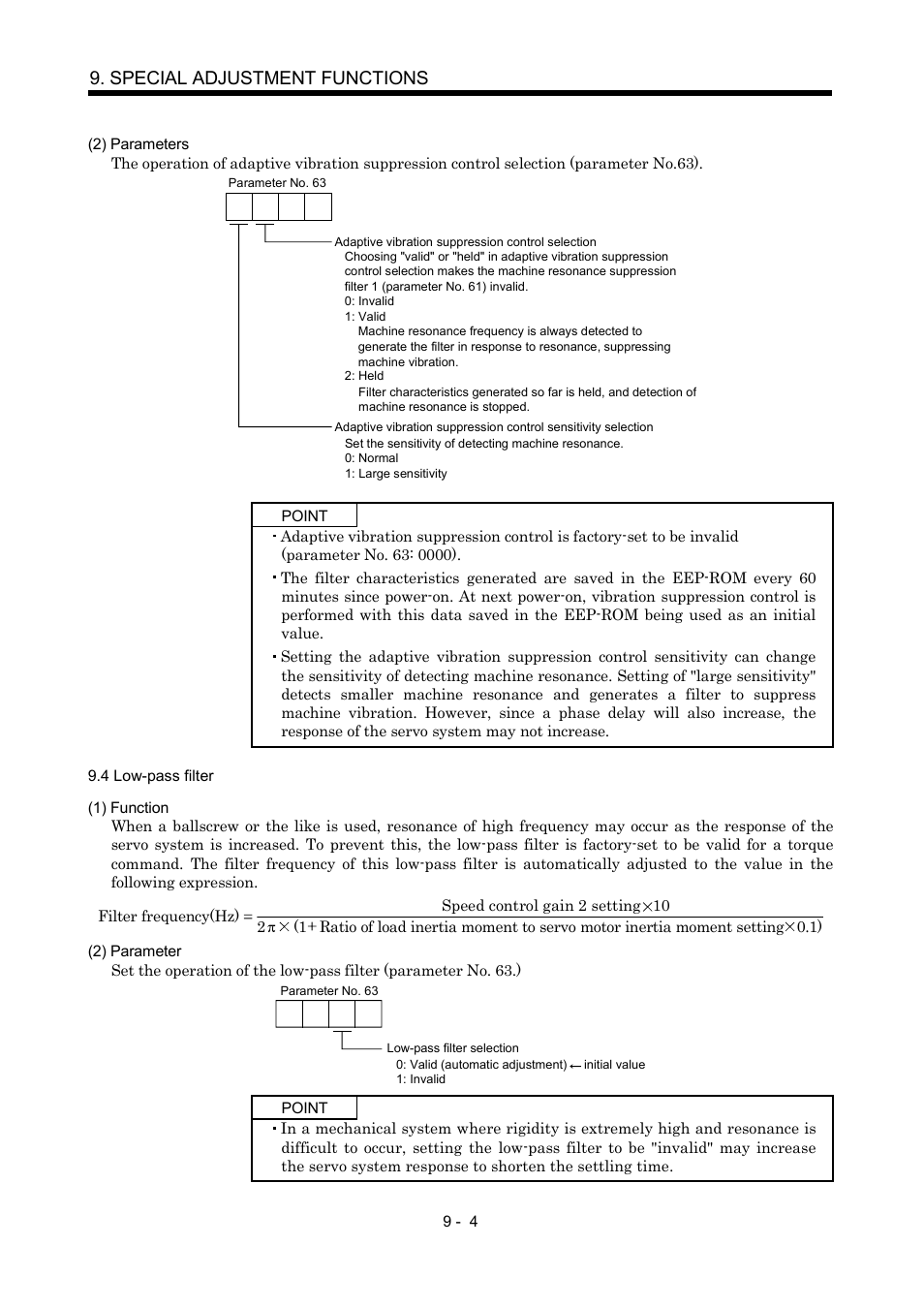 4 low-pass filter, Special adjustment functions | MITSUBISHI ELECTRIC MR-J2S- CP User Manual | Page 223 / 357