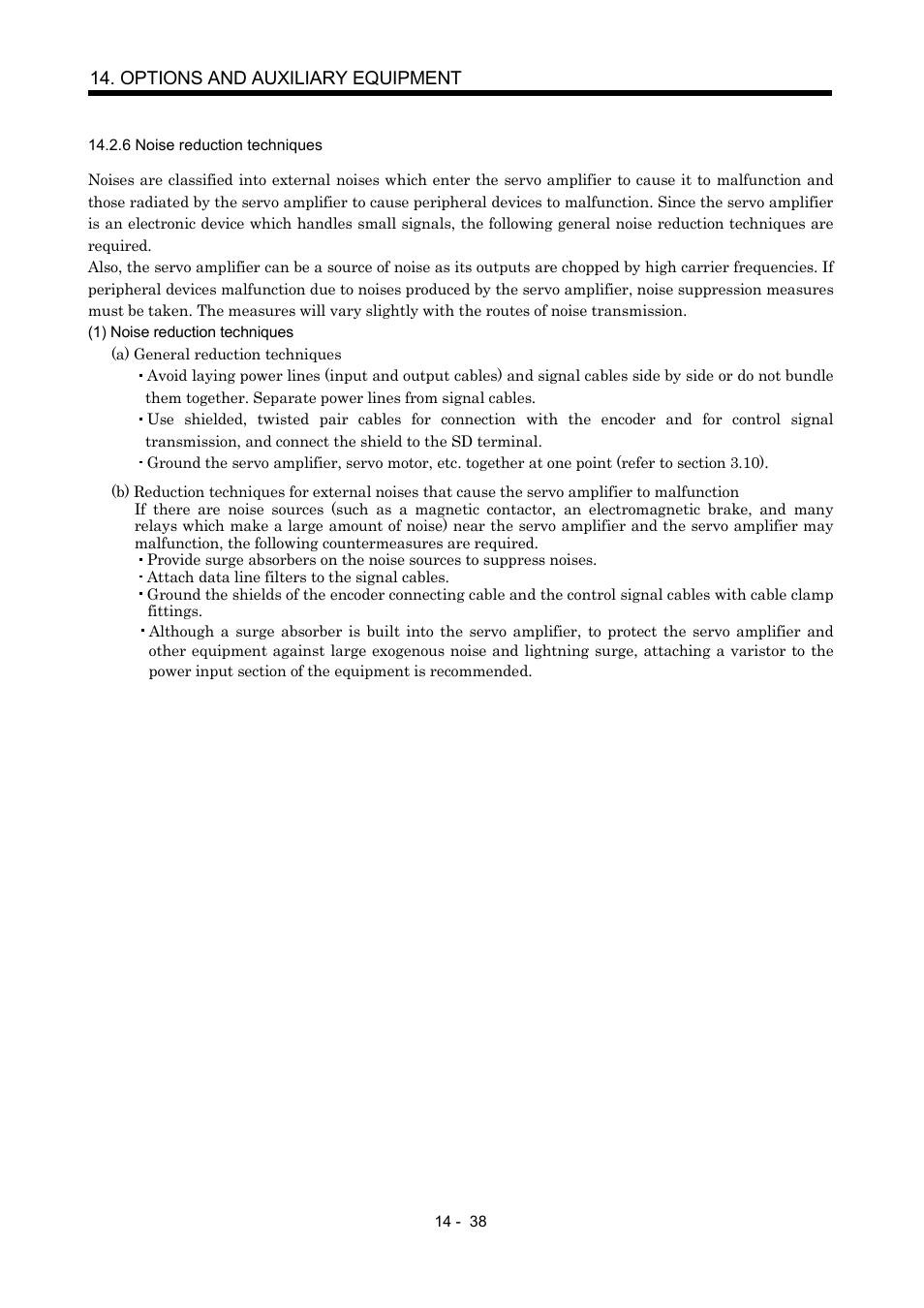6 noise reduction techniques, Options and auxiliary equipment | MITSUBISHI ELECTRIC MR-J2S- CP User Manual | Page 295 / 357