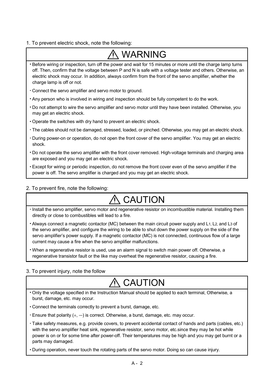 Warning, Caution | MITSUBISHI ELECTRIC MR-J2S- CP User Manual | Page 3 / 357