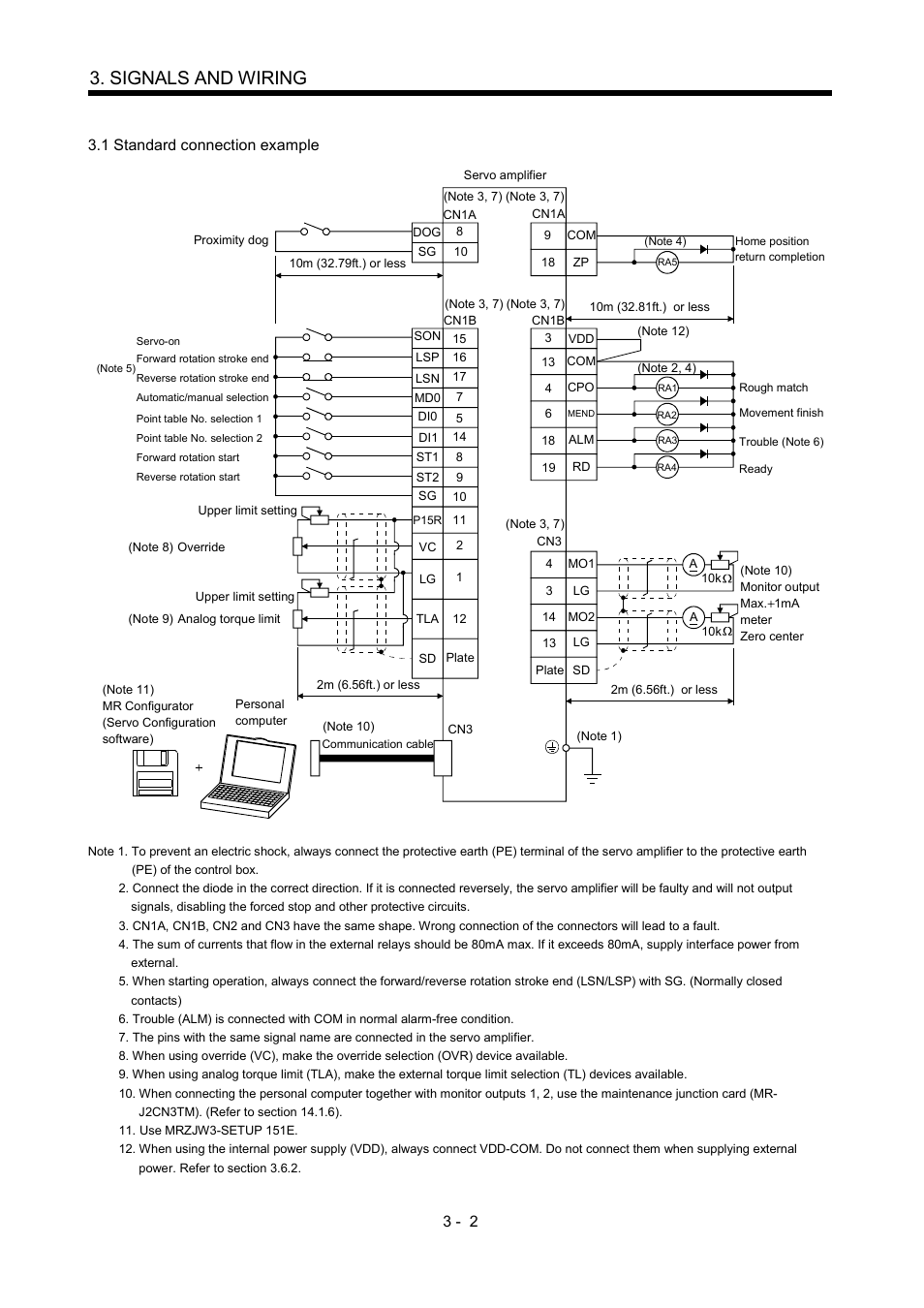1 standard connection example, Signals and wiring | MITSUBISHI ELECTRIC MR-J2S- CP User Manual | Page 51 / 357
