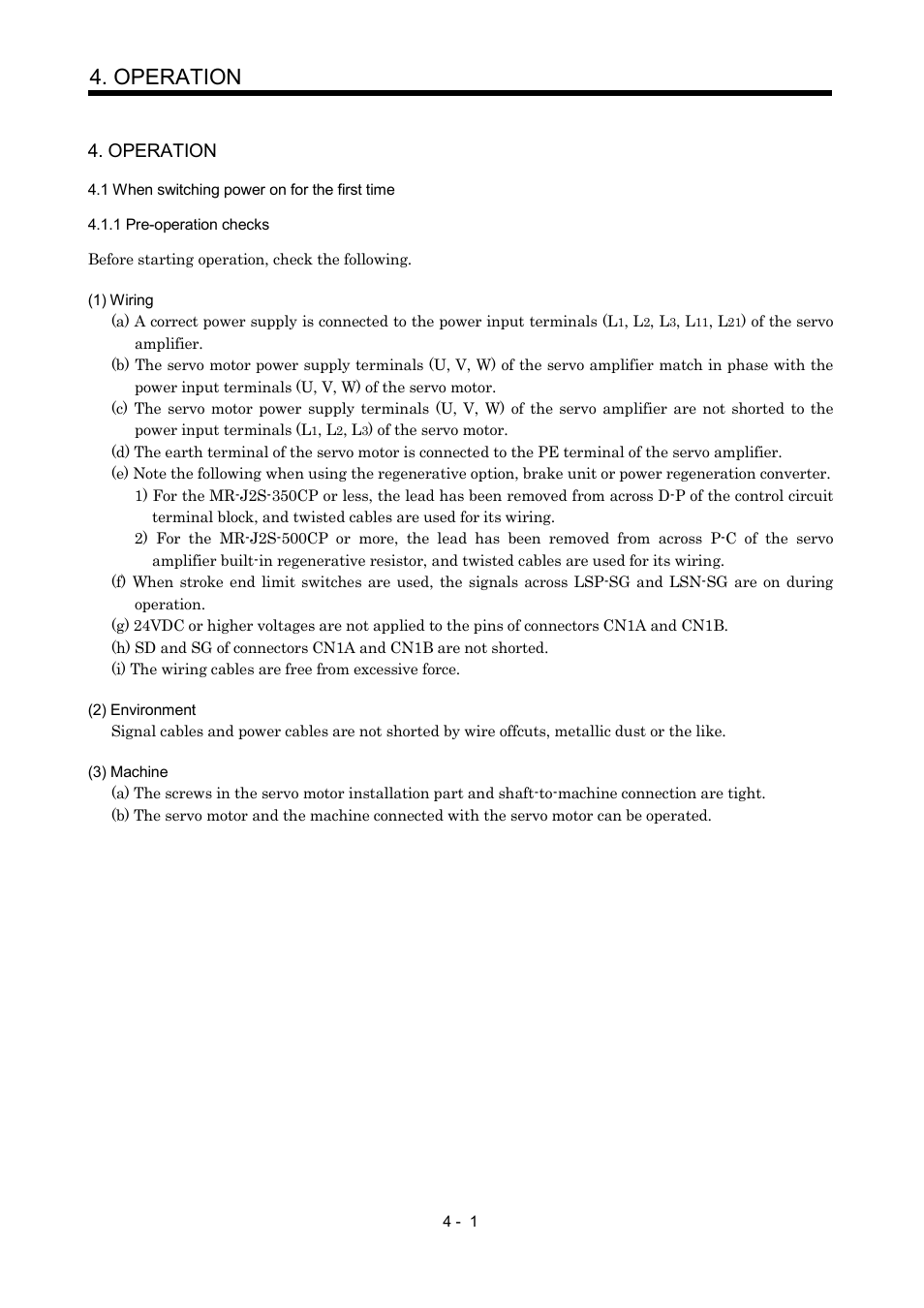 Operation, 1 when switching power on for the first time, 1 pre-operation checks | MITSUBISHI ELECTRIC MR-J2S- CP User Manual | Page 92 / 357