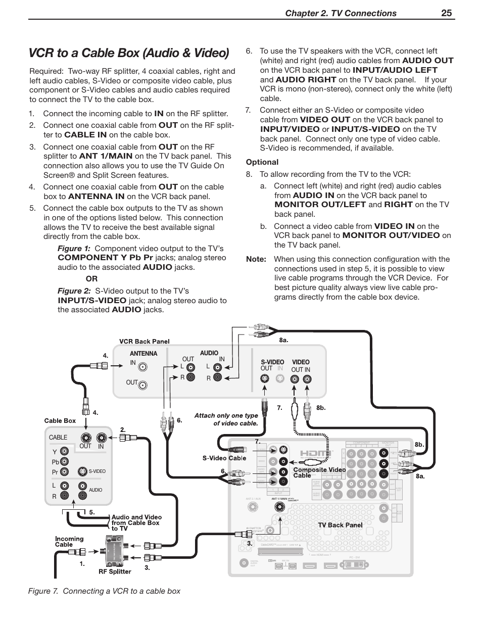 Vcr to a cable box (audio & video), Chapter 2. tv connections, Tm r | MITSUBISHI ELECTRIC WD-Y57 a User Manual | Page 25 / 124