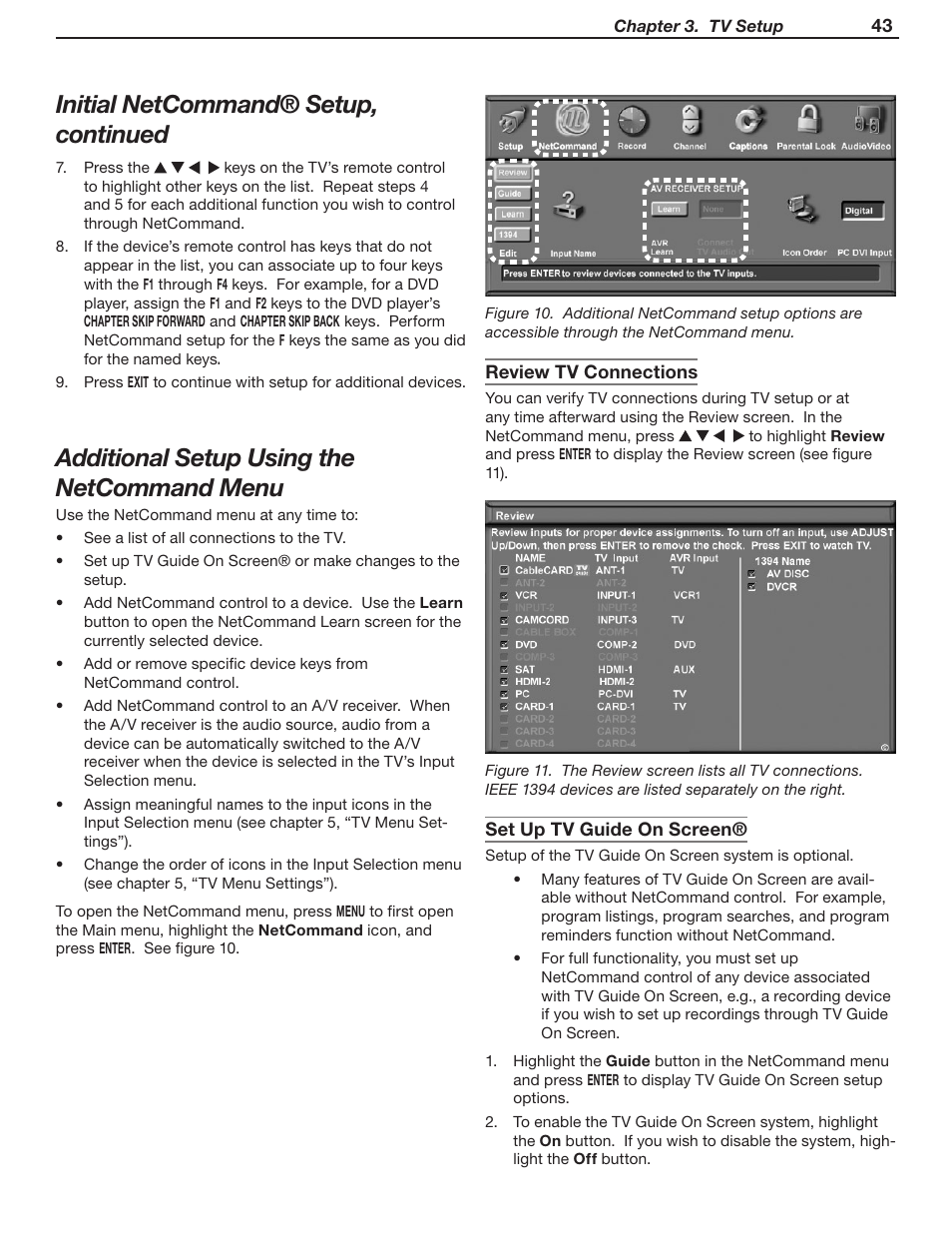 Initial netcommand® setup, continued, Additional setup using the netcommand menu | MITSUBISHI ELECTRIC WD-Y57 a User Manual | Page 43 / 124