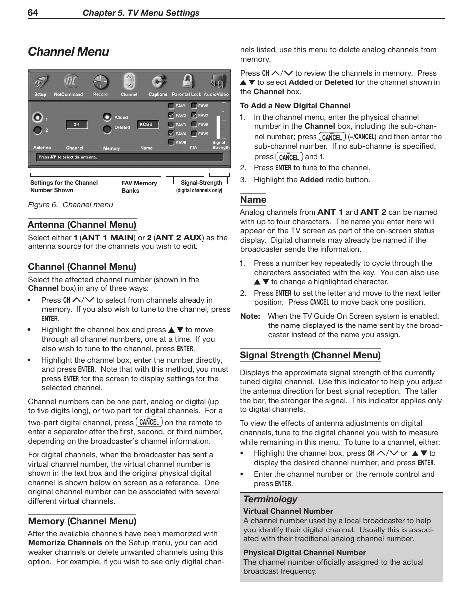 Channel menu | MITSUBISHI ELECTRIC WD-Y57 a User Manual | Page 64 / 124