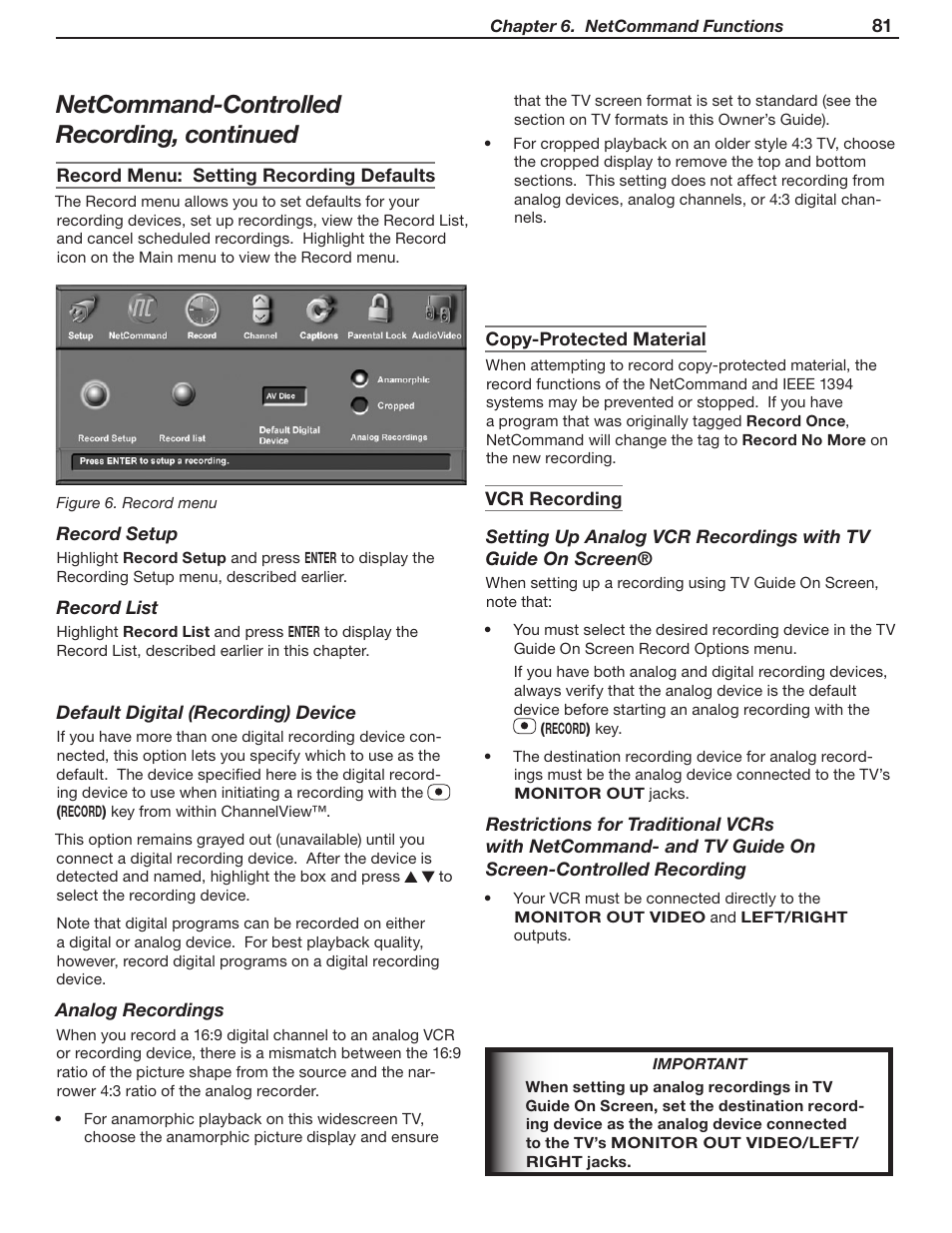 Netcommand-controlled recording, continued | MITSUBISHI ELECTRIC WD-Y57 a User Manual | Page 81 / 124
