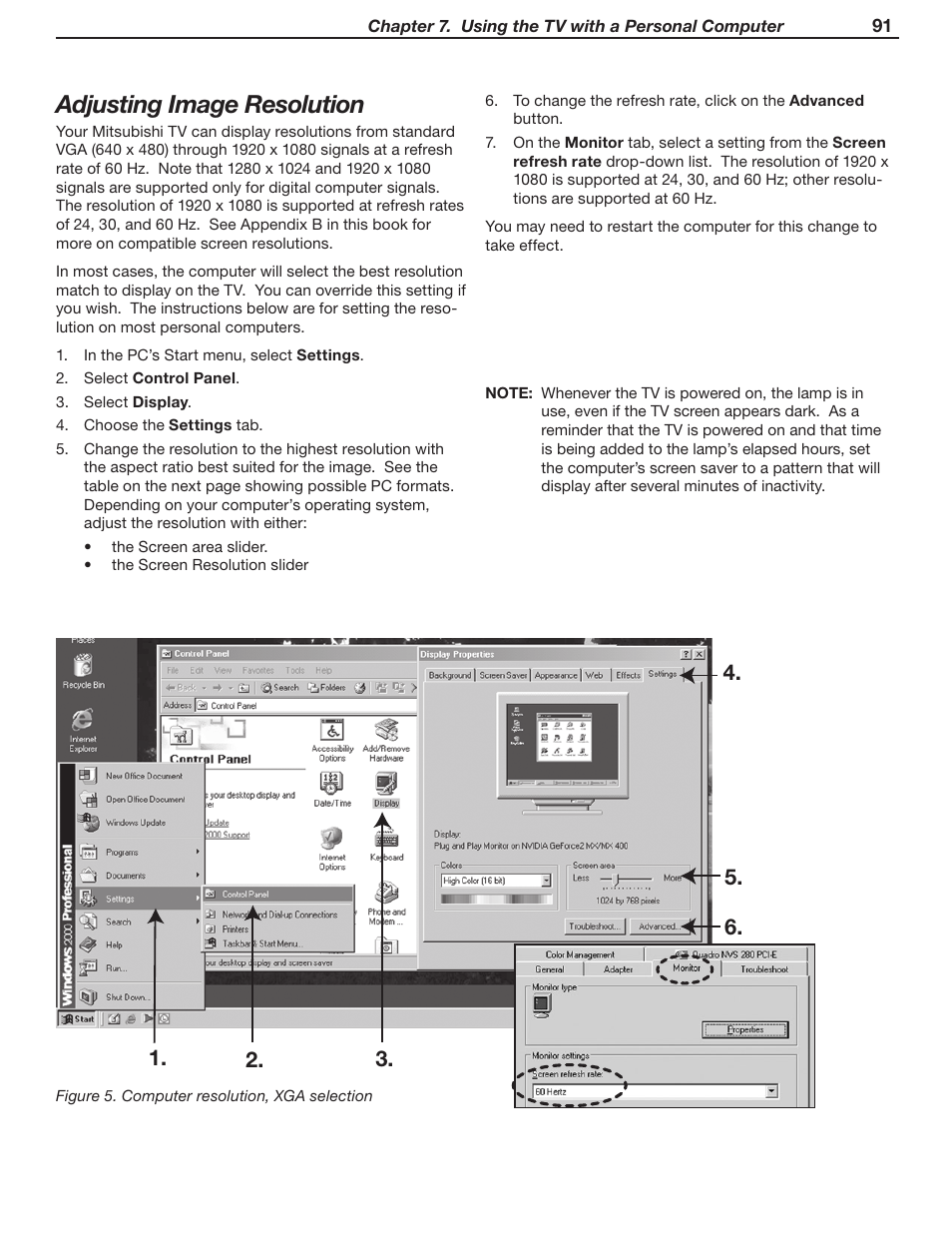 Adjusting image resolution | MITSUBISHI ELECTRIC WD-Y57 a User Manual | Page 91 / 124