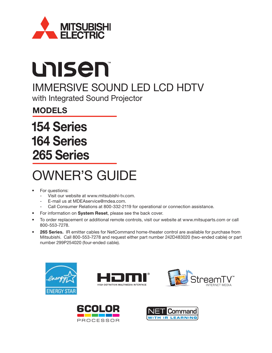 MITSUBISHI ELECTRIC LT-55154 User Manual | 104 pages