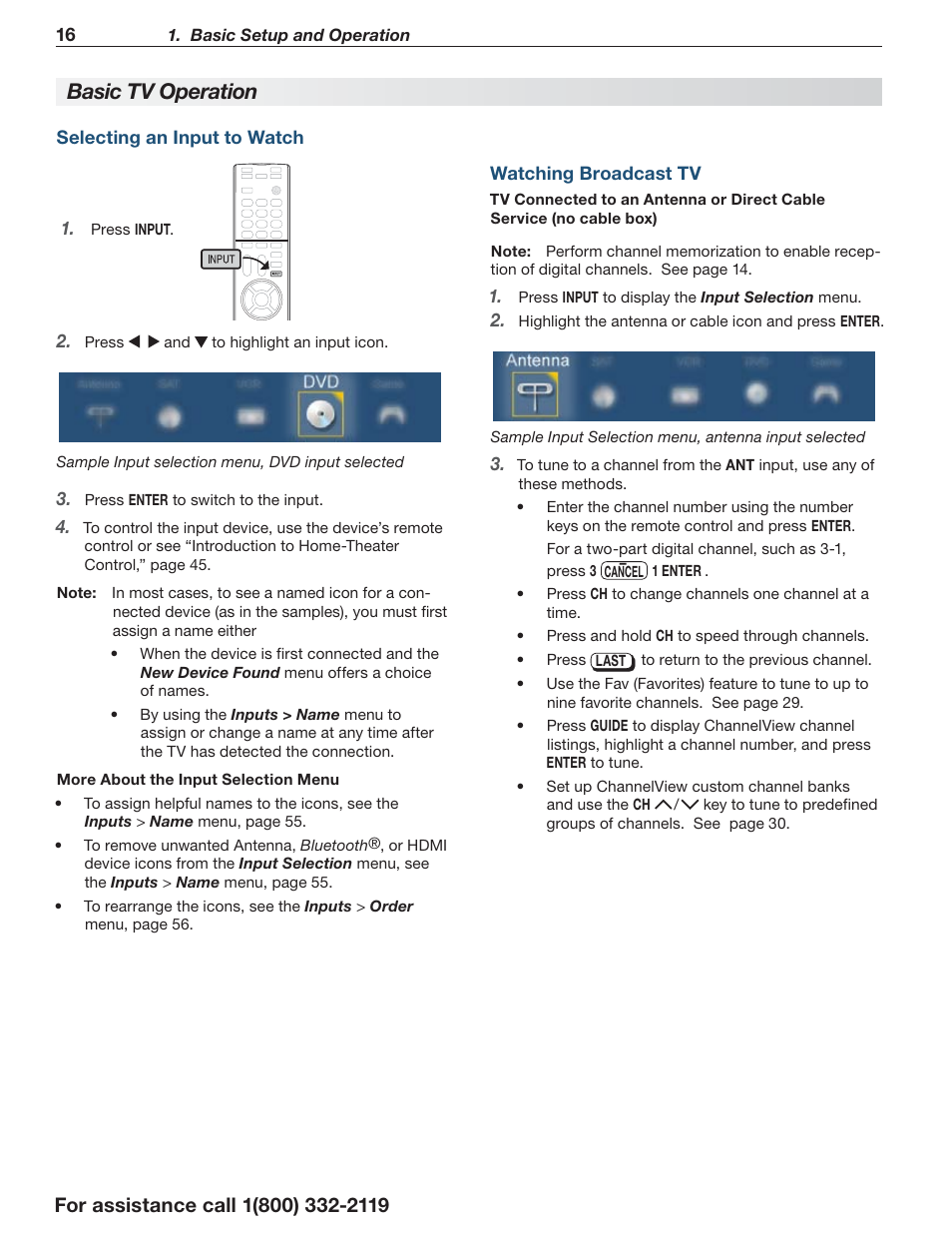 Basic tv operation | MITSUBISHI ELECTRIC LT-55154 User Manual | Page 16 / 104