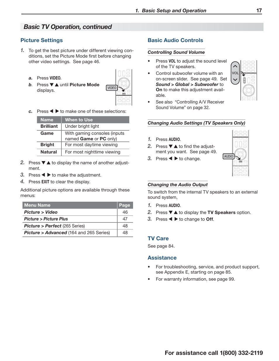 Basic tv operation, continued | MITSUBISHI ELECTRIC LT-55154 User Manual | Page 17 / 104