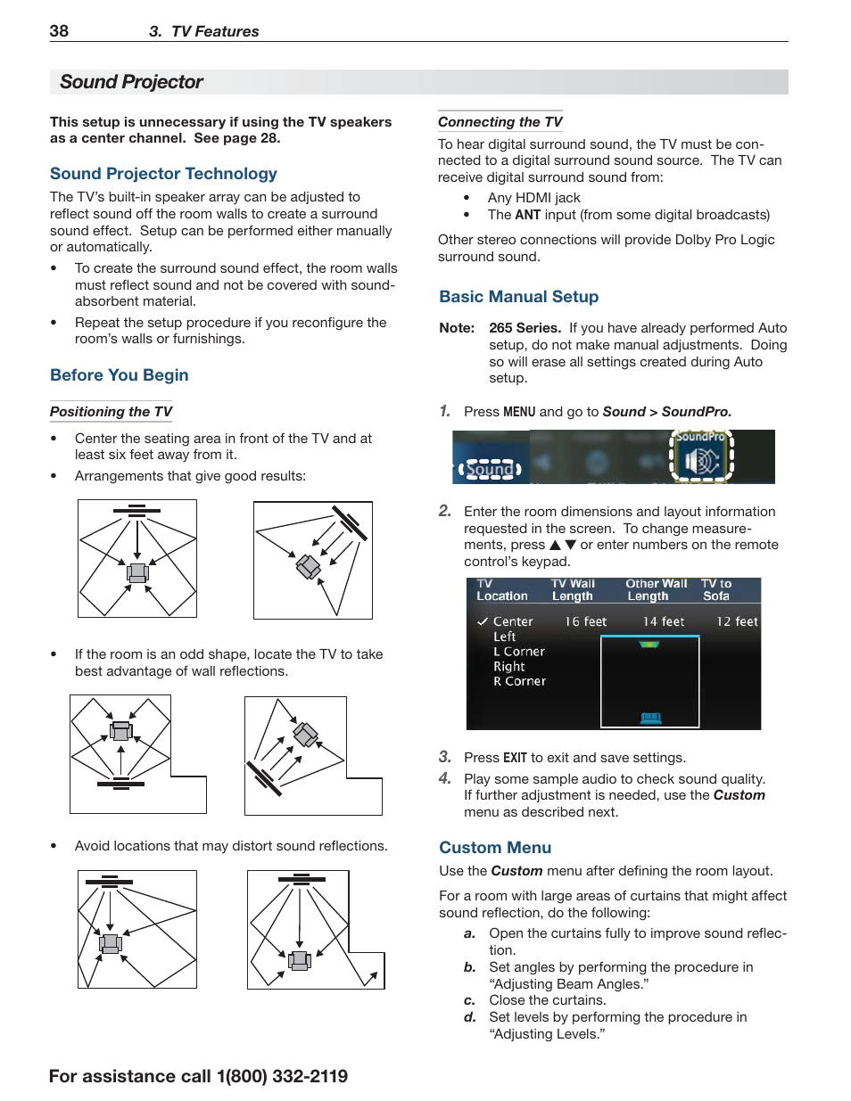 Sound projector | MITSUBISHI ELECTRIC LT-55154 User Manual | Page 38 / 104