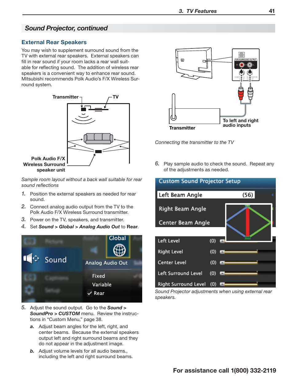 Sound projector, continued | MITSUBISHI ELECTRIC LT-55154 User Manual | Page 41 / 104