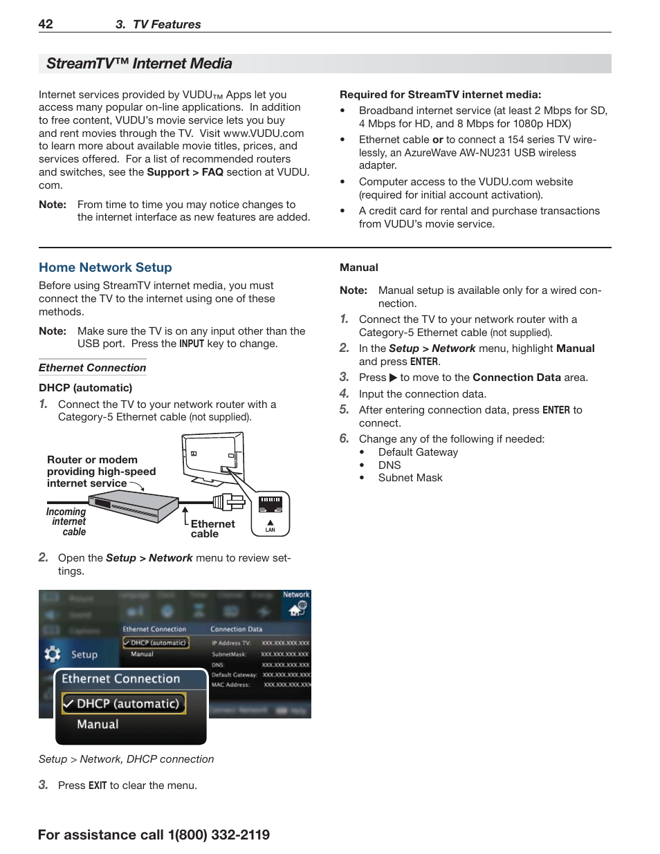 Streamtv™ internet media | MITSUBISHI ELECTRIC LT-55154 User Manual | Page 42 / 104