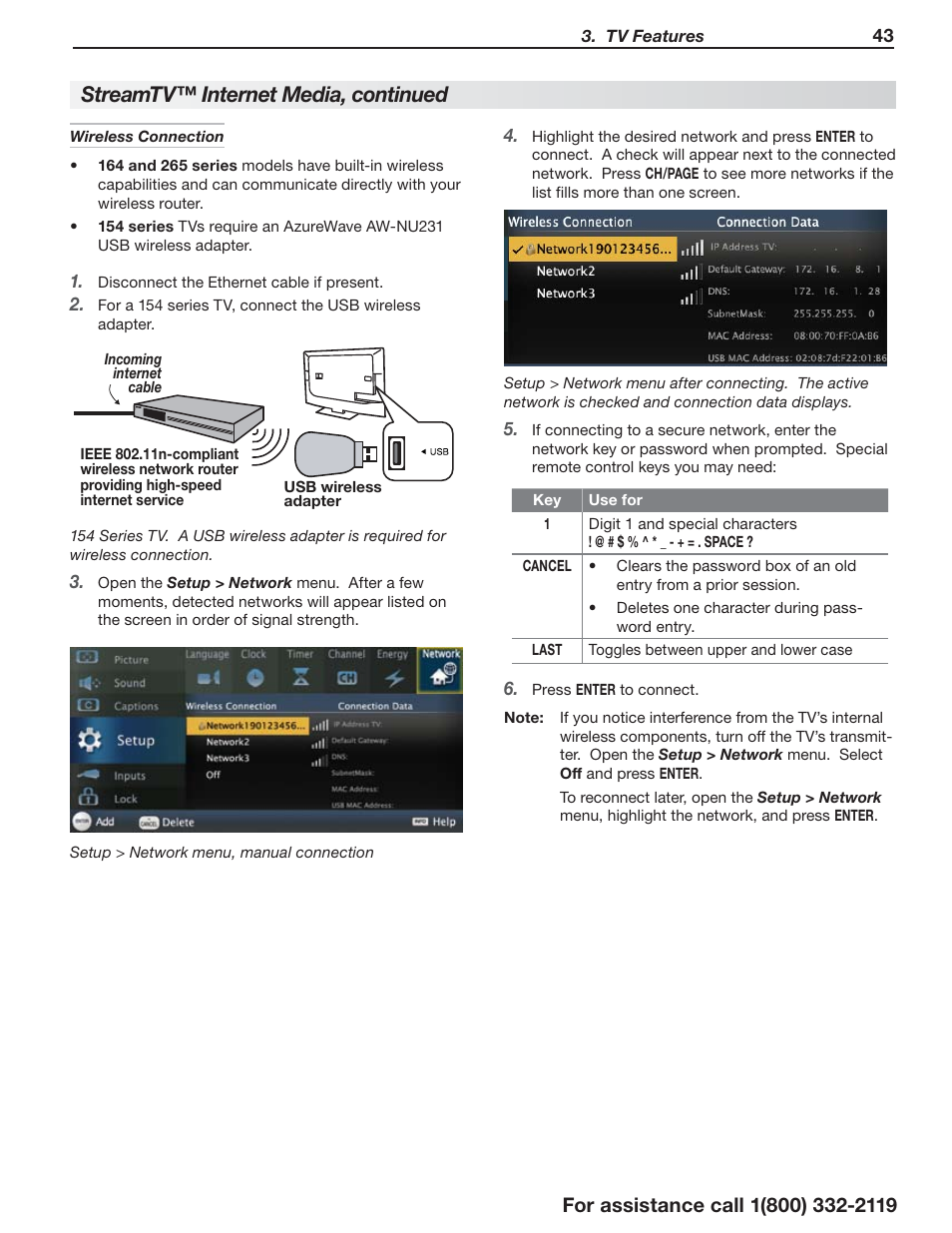 Streamtv™ internet media, continued | MITSUBISHI ELECTRIC LT-55154 User Manual | Page 43 / 104