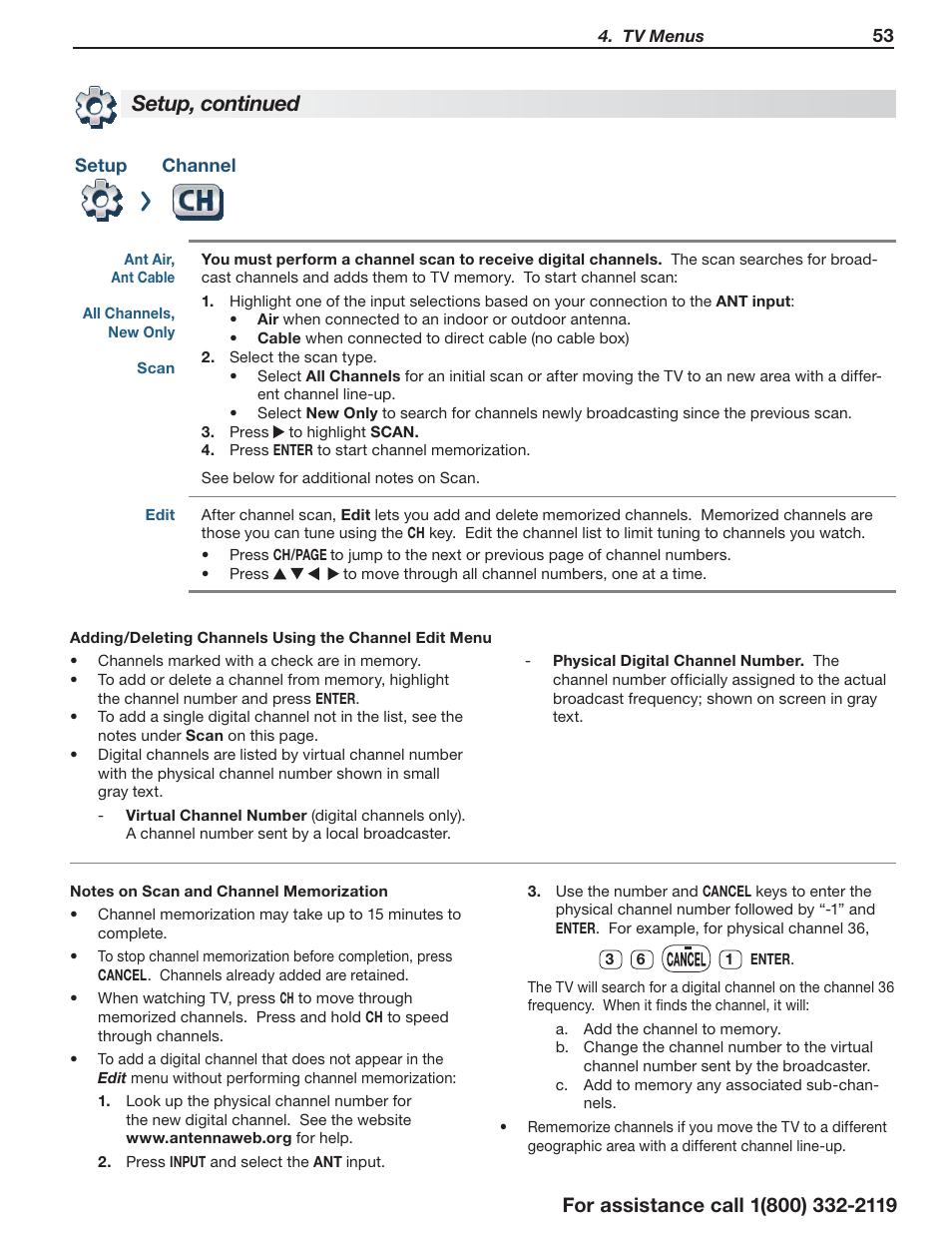 Setup, continued | MITSUBISHI ELECTRIC LT-55154 User Manual | Page 53 / 104