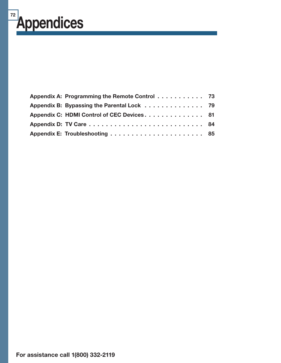 Appendices | MITSUBISHI ELECTRIC LT-55154 User Manual | Page 72 / 104