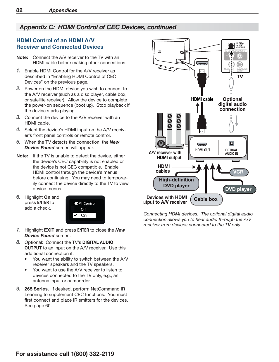 Appendix c: hdmi control of cec devices, continued | MITSUBISHI ELECTRIC LT-55154 User Manual | Page 82 / 104