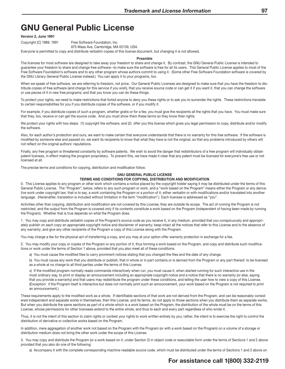 Gnu general public license, Trademark and license information | MITSUBISHI ELECTRIC LT-55154 User Manual | Page 97 / 104