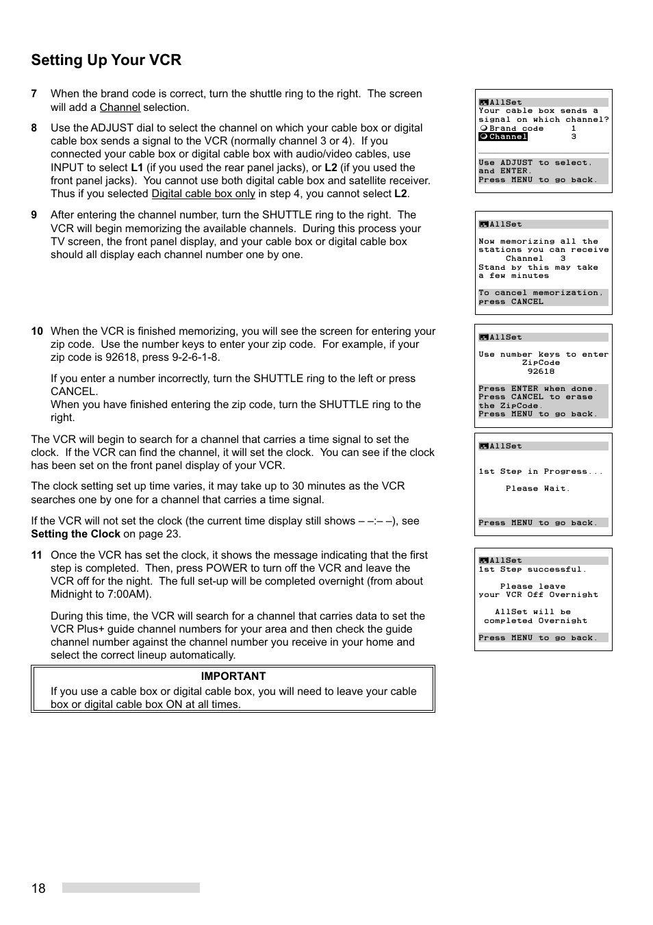 Setting up your vcr | MITSUBISHI ELECTRIC HS-HD2000U User Manual | Page 20 / 80