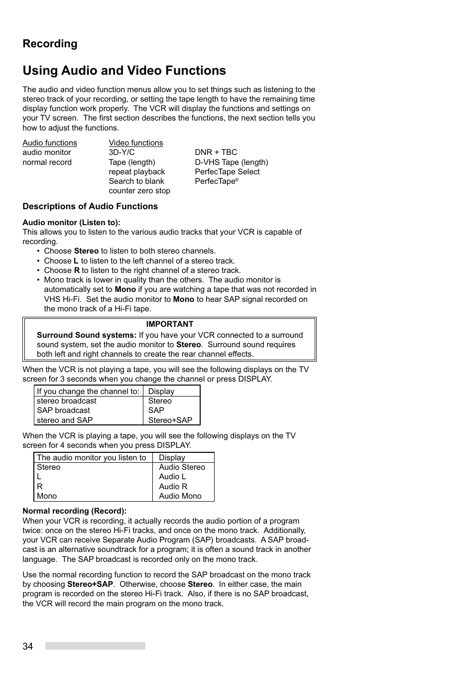 Using audio and video functions, Recording | MITSUBISHI ELECTRIC HS-HD2000U User Manual | Page 36 / 80