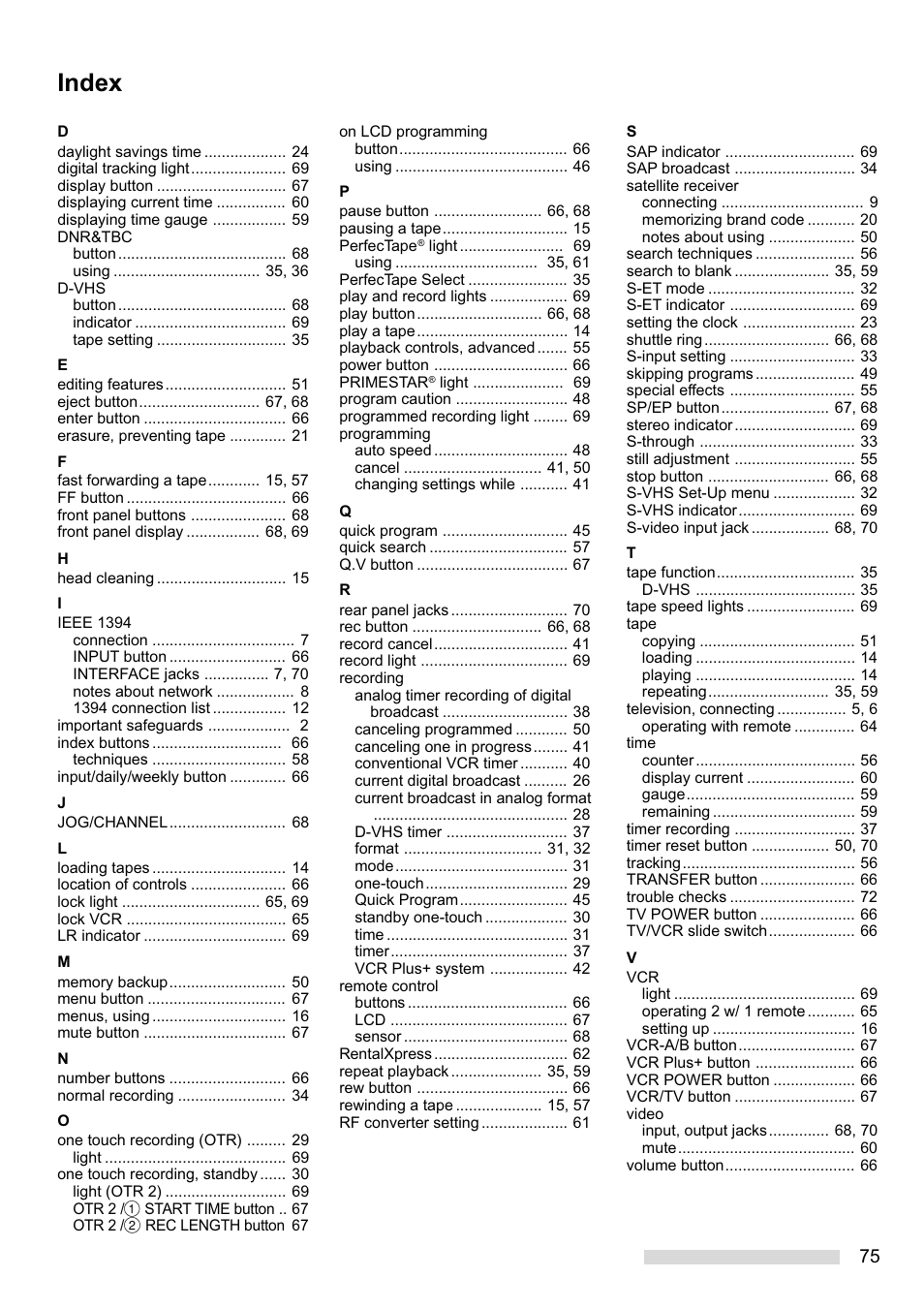 Index | MITSUBISHI ELECTRIC HS-HD2000U User Manual | Page 77 / 80