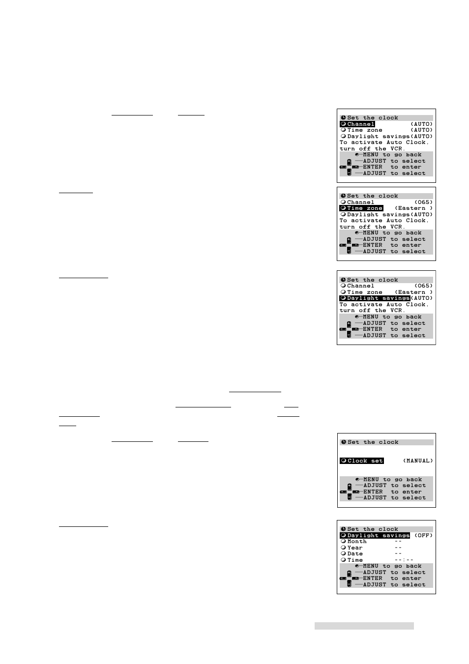 Setting up your vcr, Setting the clock manually | MITSUBISHI ELECTRIC HS-U778 User Manual | Page 21 / 68