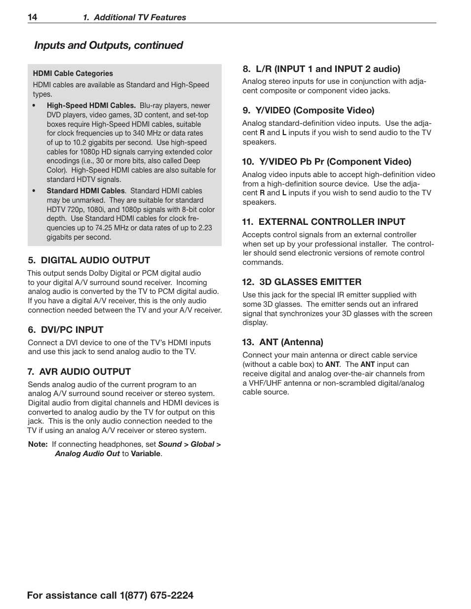 Inputs and outputs, continued | MITSUBISHI ELECTRIC LaserVue L75-A94 User Manual | Page 14 / 50