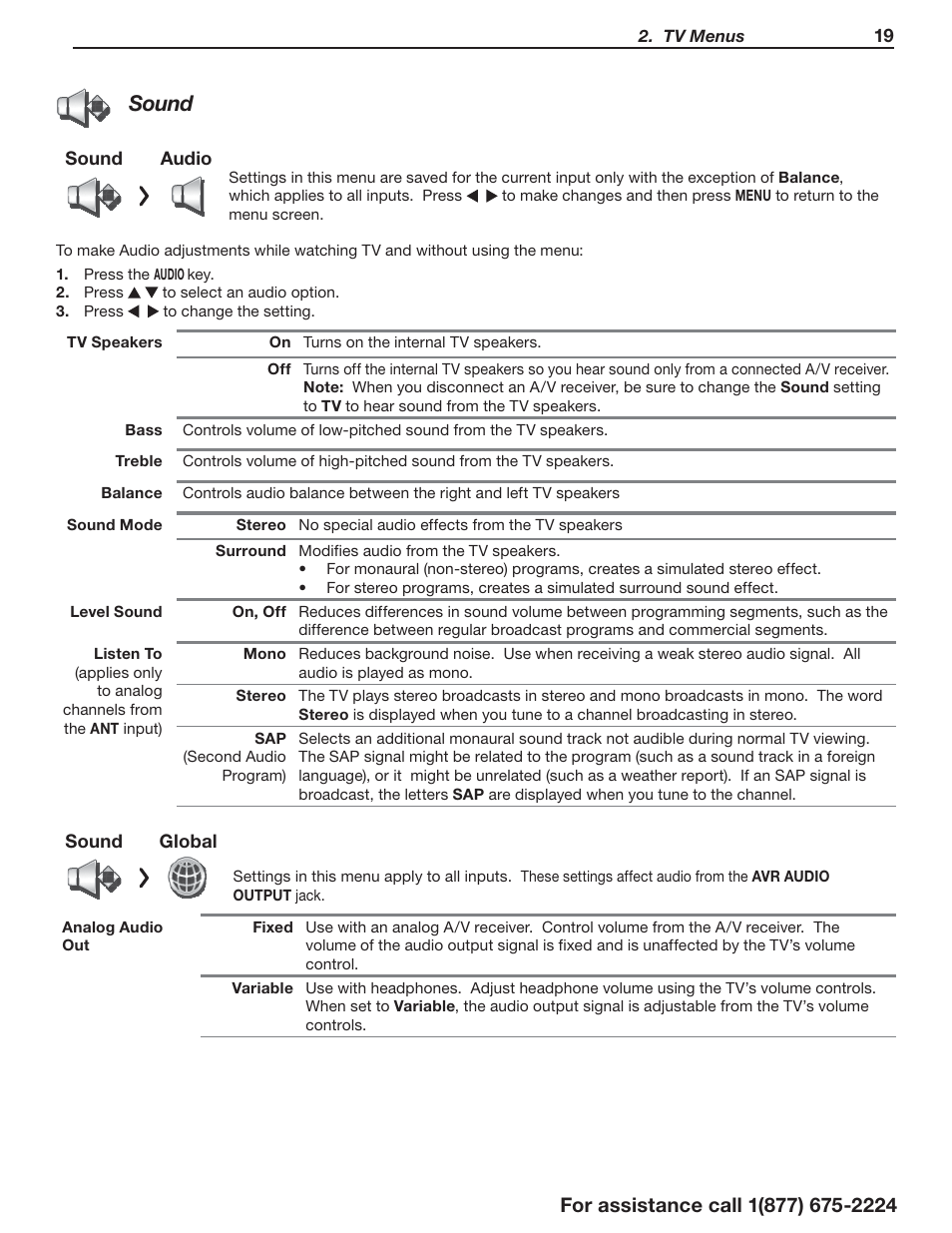 S ound | MITSUBISHI ELECTRIC LaserVue L75-A94 User Manual | Page 19 / 50