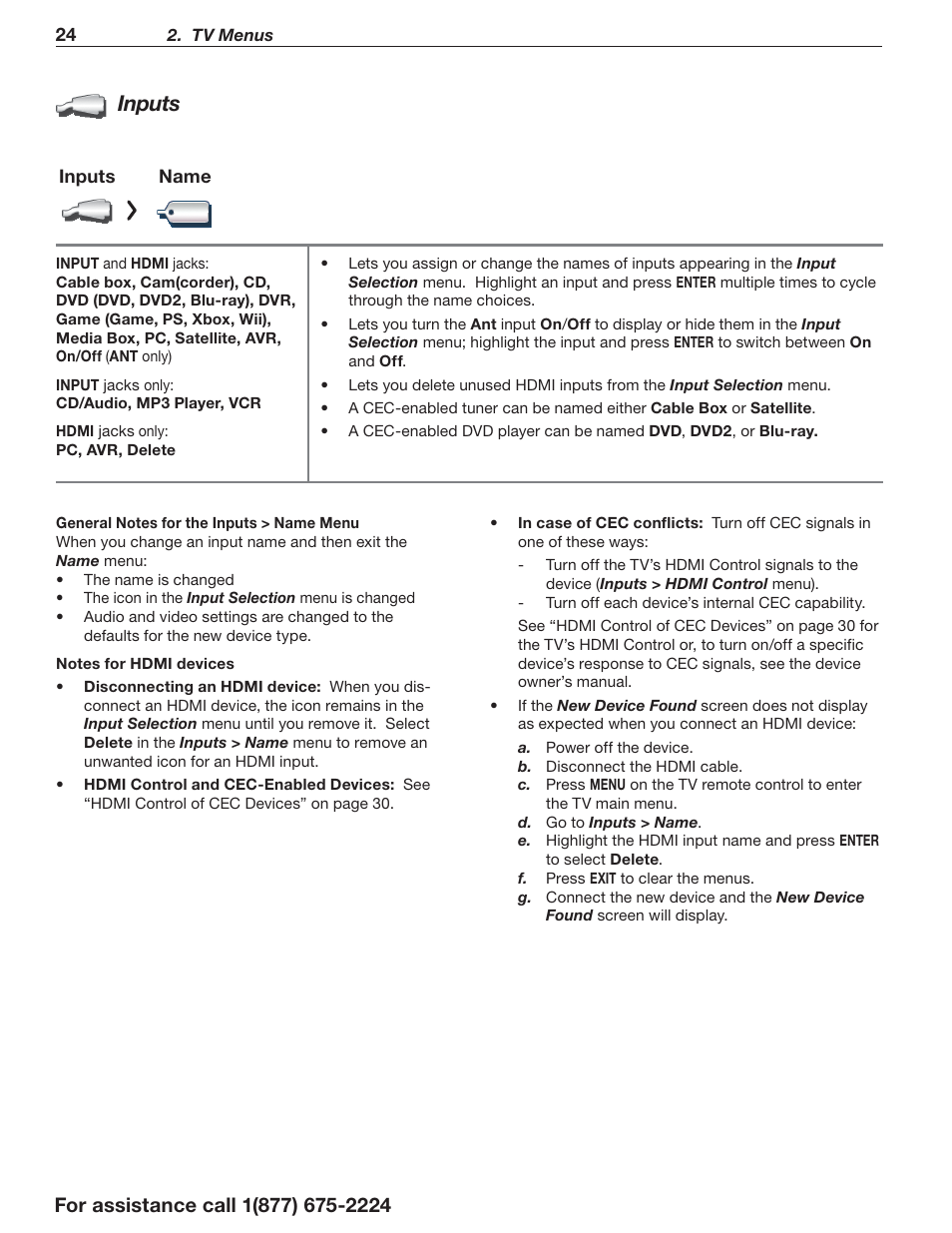 Input s | MITSUBISHI ELECTRIC LaserVue L75-A94 User Manual | Page 24 / 50