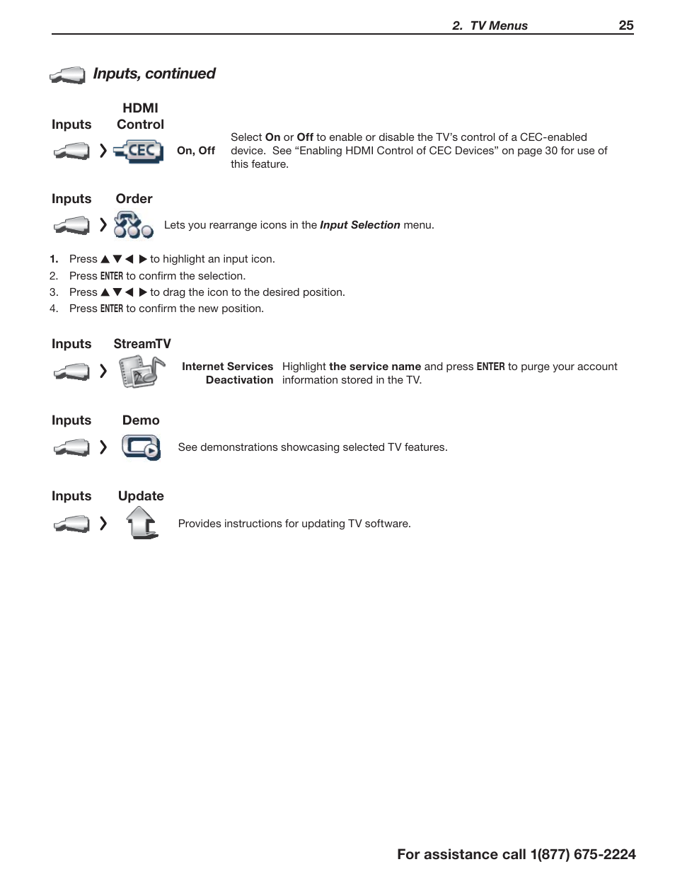 Inputs, continued | MITSUBISHI ELECTRIC LaserVue L75-A94 User Manual | Page 25 / 50