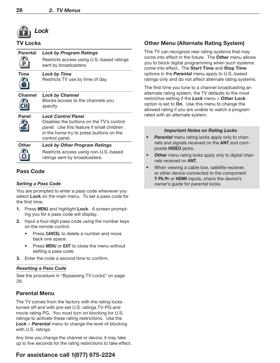 L ock | MITSUBISHI ELECTRIC LaserVue L75-A94 User Manual | Page 26 / 50
