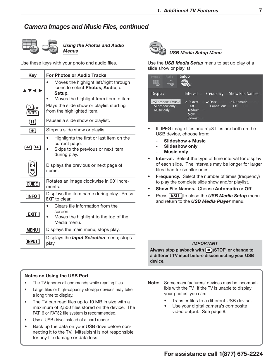 Camera images and music files, continued | MITSUBISHI ELECTRIC LaserVue L75-A94 User Manual | Page 7 / 50