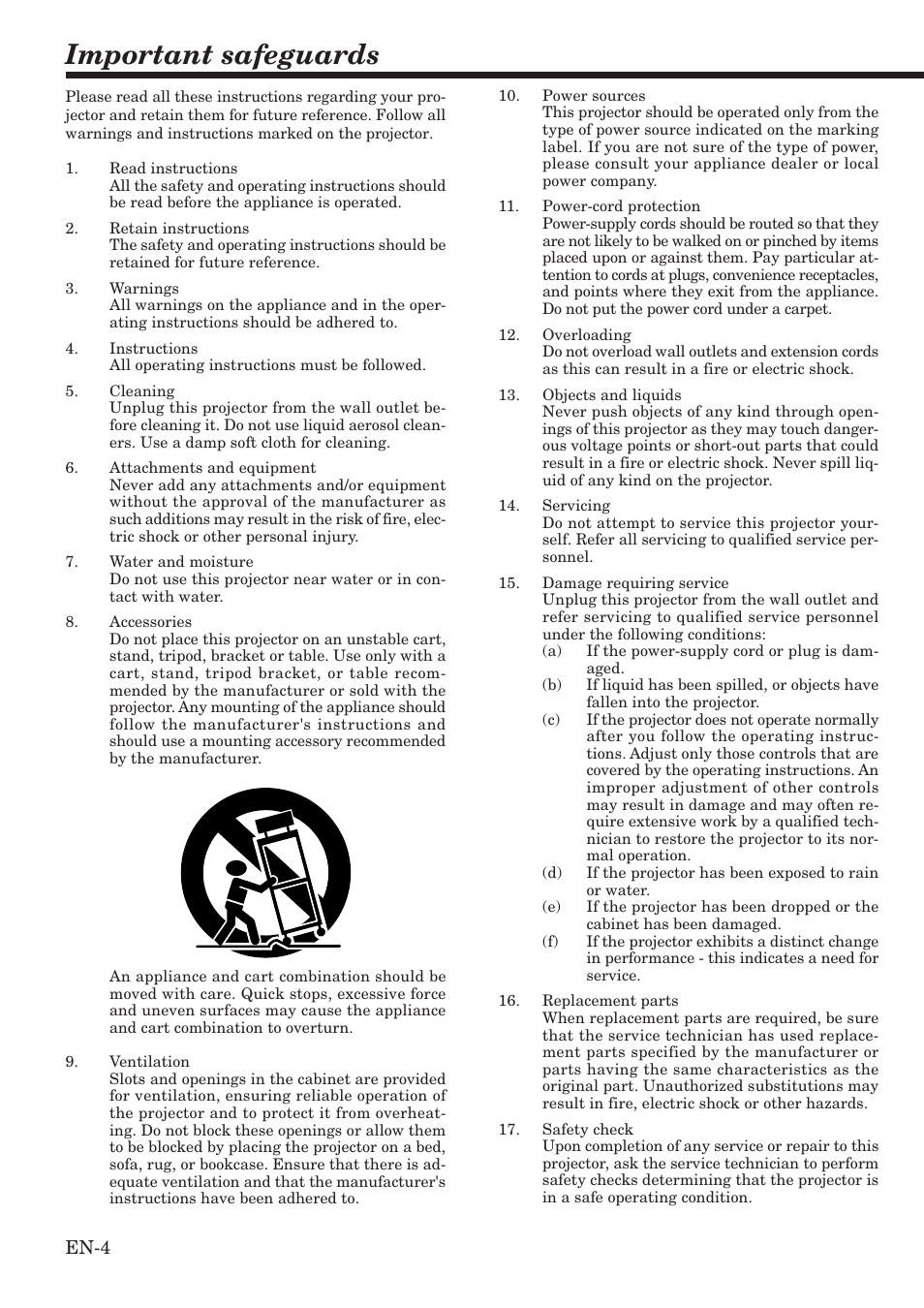 Important safeguards | MITSUBISHI ELECTRIC HC100 User Manual | Page 4 / 37