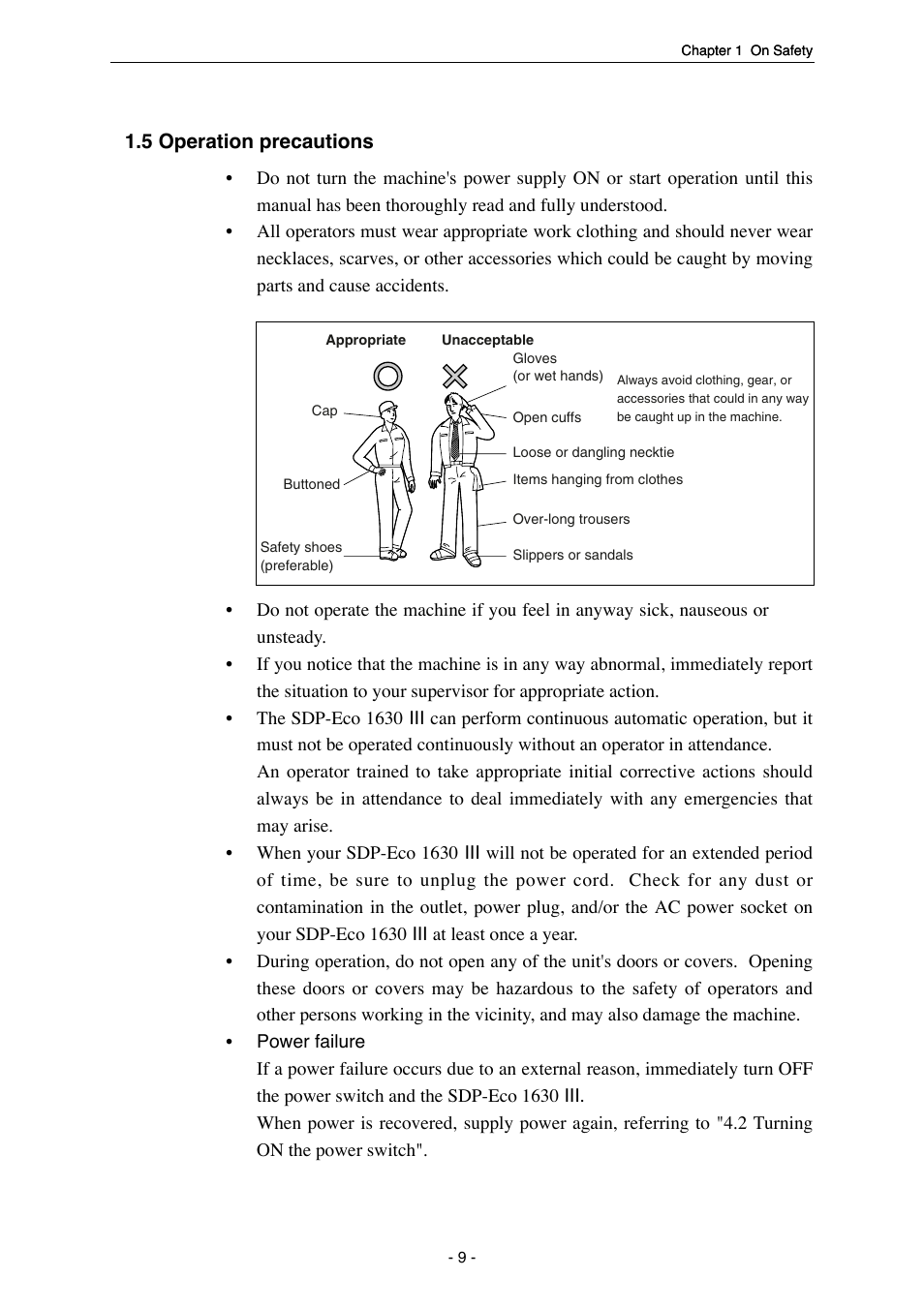 5 operation precautions | MITSUBISHI ELECTRIC SDP-Eco 1630 III User Manual | Page 17 / 83