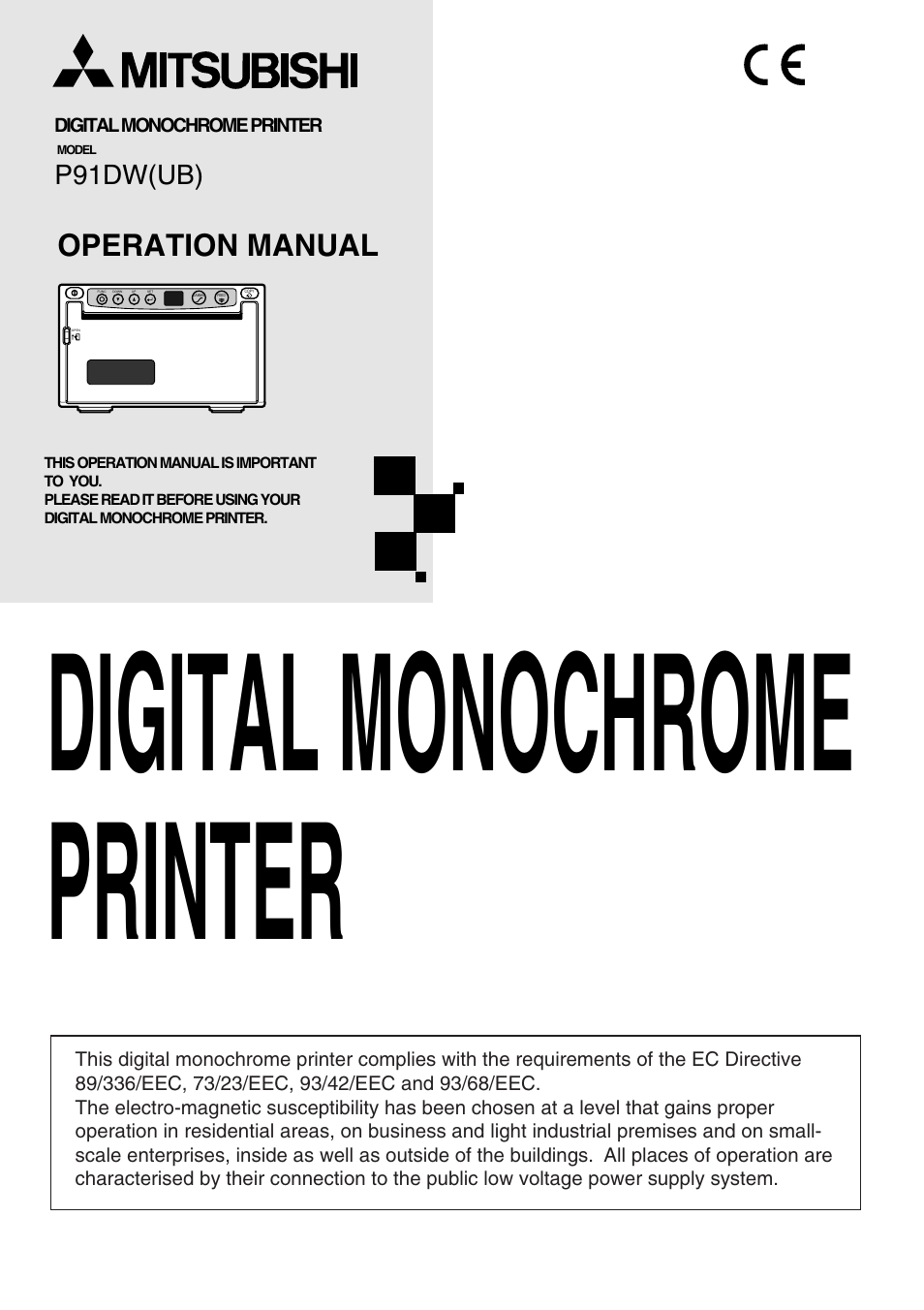 MITSUBISHI ELECTRIC P91DW(UB) User Manual | 25 pages